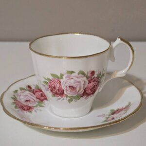 Vintage Jason England Teacup and Saucer Bone China Roses J555